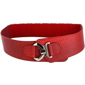 Red Croc Print Wide Width Belt